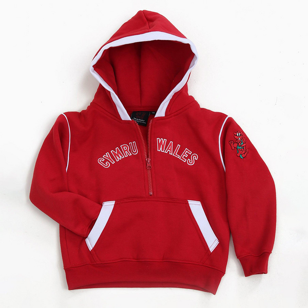 Manav Kids Welsh Cymru Wales ¼ Zip Hoodie