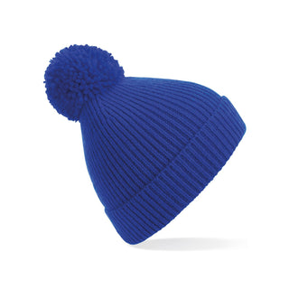 Engineered Knit Ribbed Pom Pom Beanie