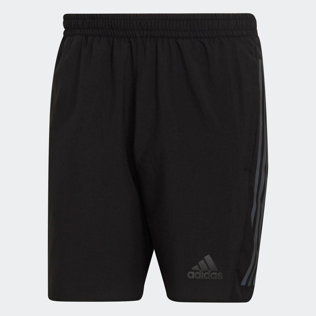 Adidas Mens Run Icon Full Reflective 3-Stripes Shorts Black 