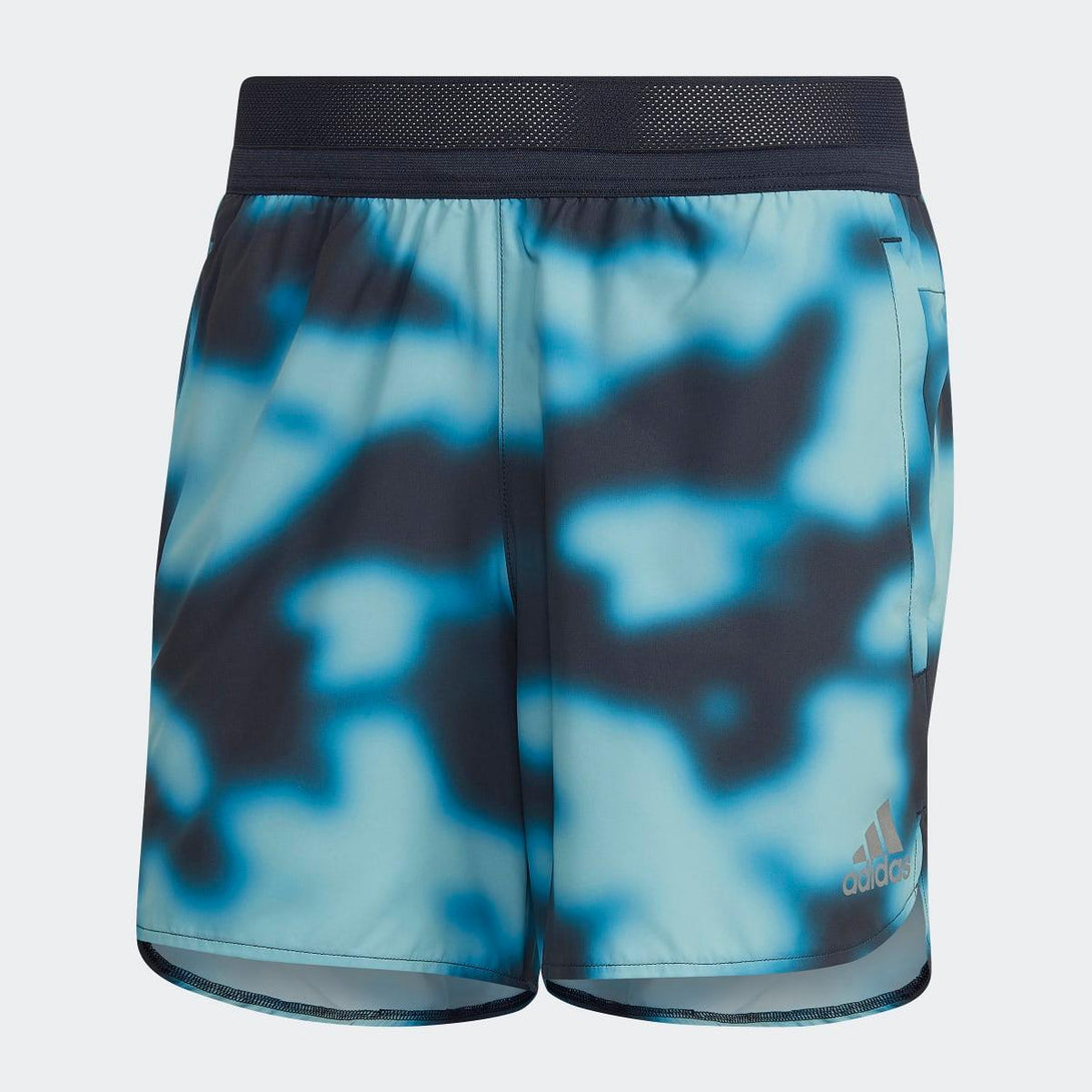 adidas Mens Run Icons Logo Graphic AOP Shorts 