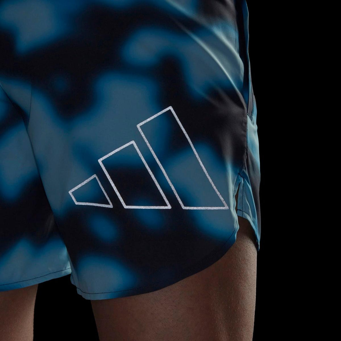 adidas Mens Run Icons Logo Graphic AOP Shorts 