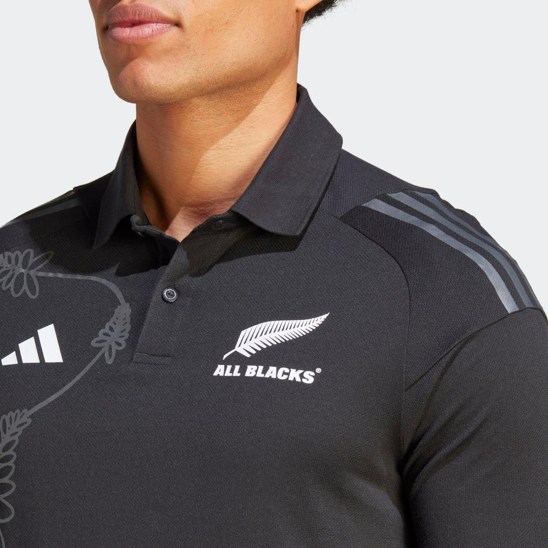 Adidas All Black Mens Rugby World Cup 2023 Polo