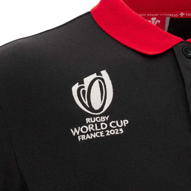 Macron Adults Wales WRU RWC 2023 Polo S/S Adults Black