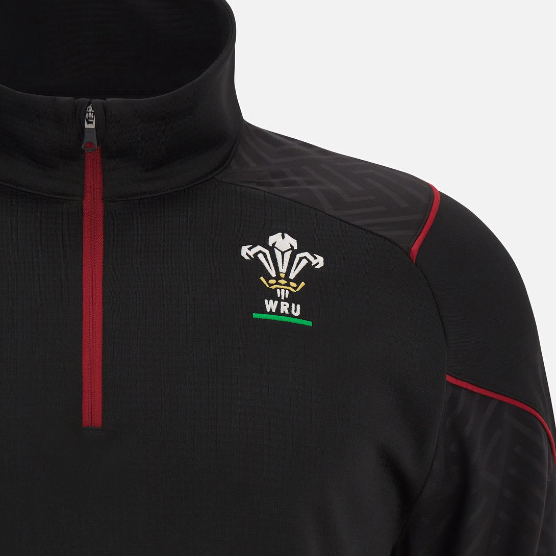 Macron Wales WRU 2023/24 Mens 6 Nations Travel 3D Fleece 1/4 Zip Top