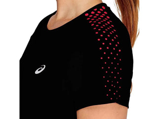 Rugby Heaven Asics wmns stripe s/s T-Shirt Black/diva pink - www.rugby-heaven.co.uk