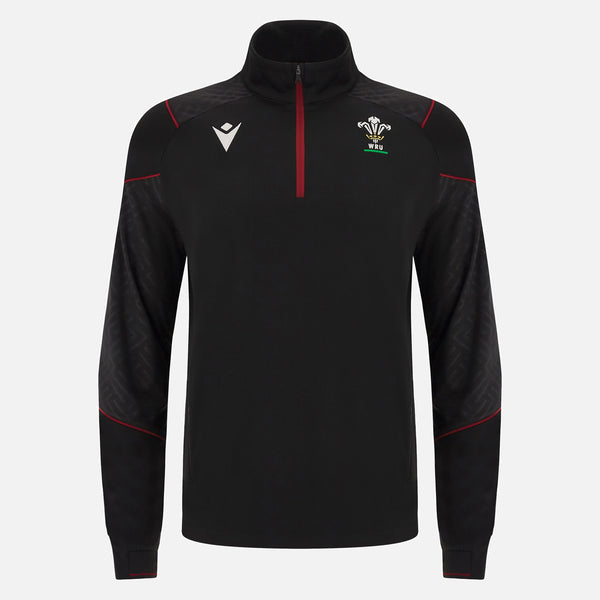 Macron Wales WRU 2023/24 Mens 6 Nations Travel 3D Fleece 1/4 Zip Top