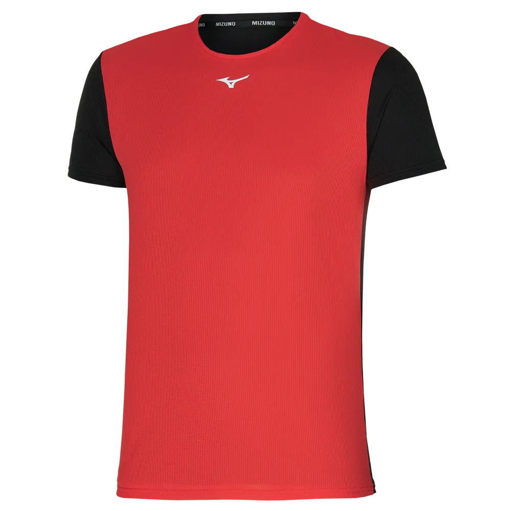 Mizuno Mens DRYAEROFLOW Gym T-shirt - Fiery Red/Black