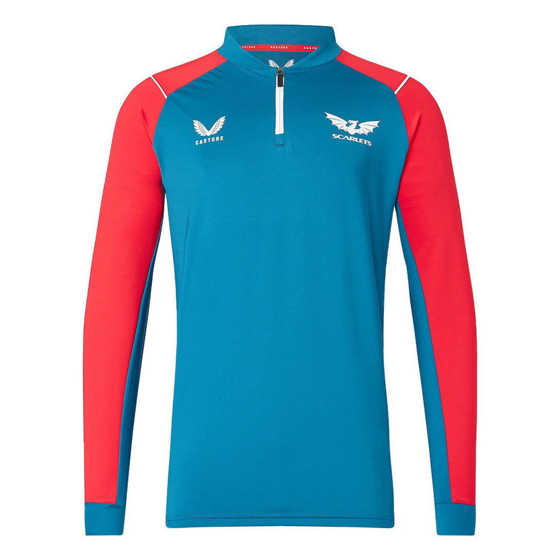 Castore Scarlets Rugby Mens ¼ Zip Training Top