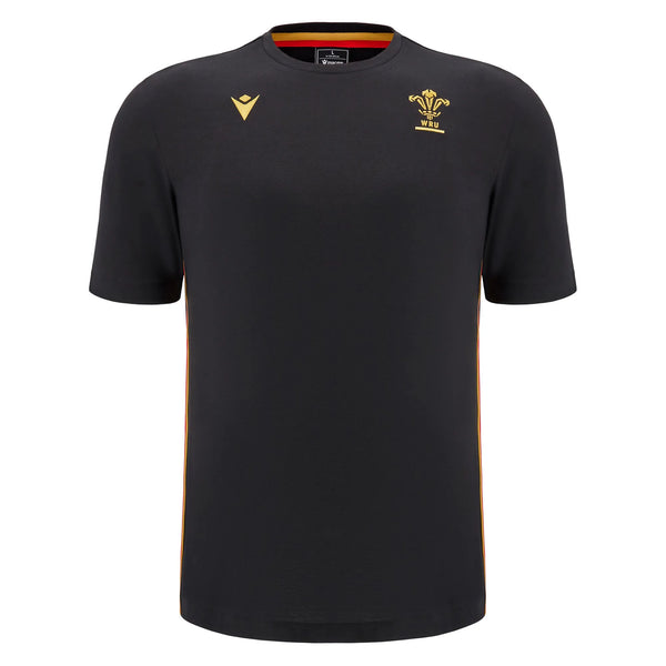 Macron Wales WRU 2024/25 Six Nations Adults Travel Cotton Rugby T-Shirt 