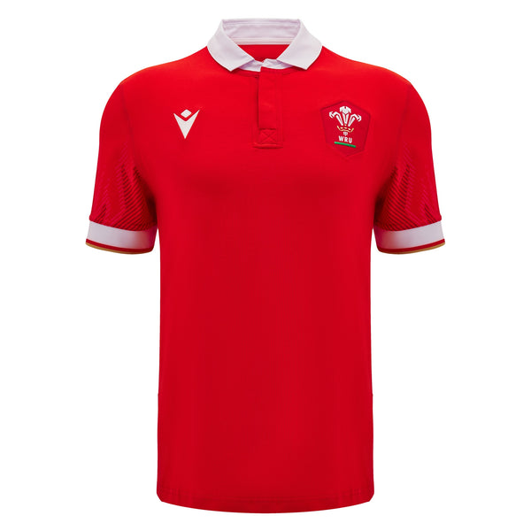 Macron Wales WRU 2024/25 Mens Six Nations Home Cotton Rugby Shirt