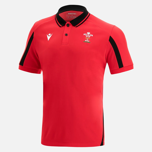 Macron Wales WRU 21 Travel Staff Tech Junior Rugby Polo