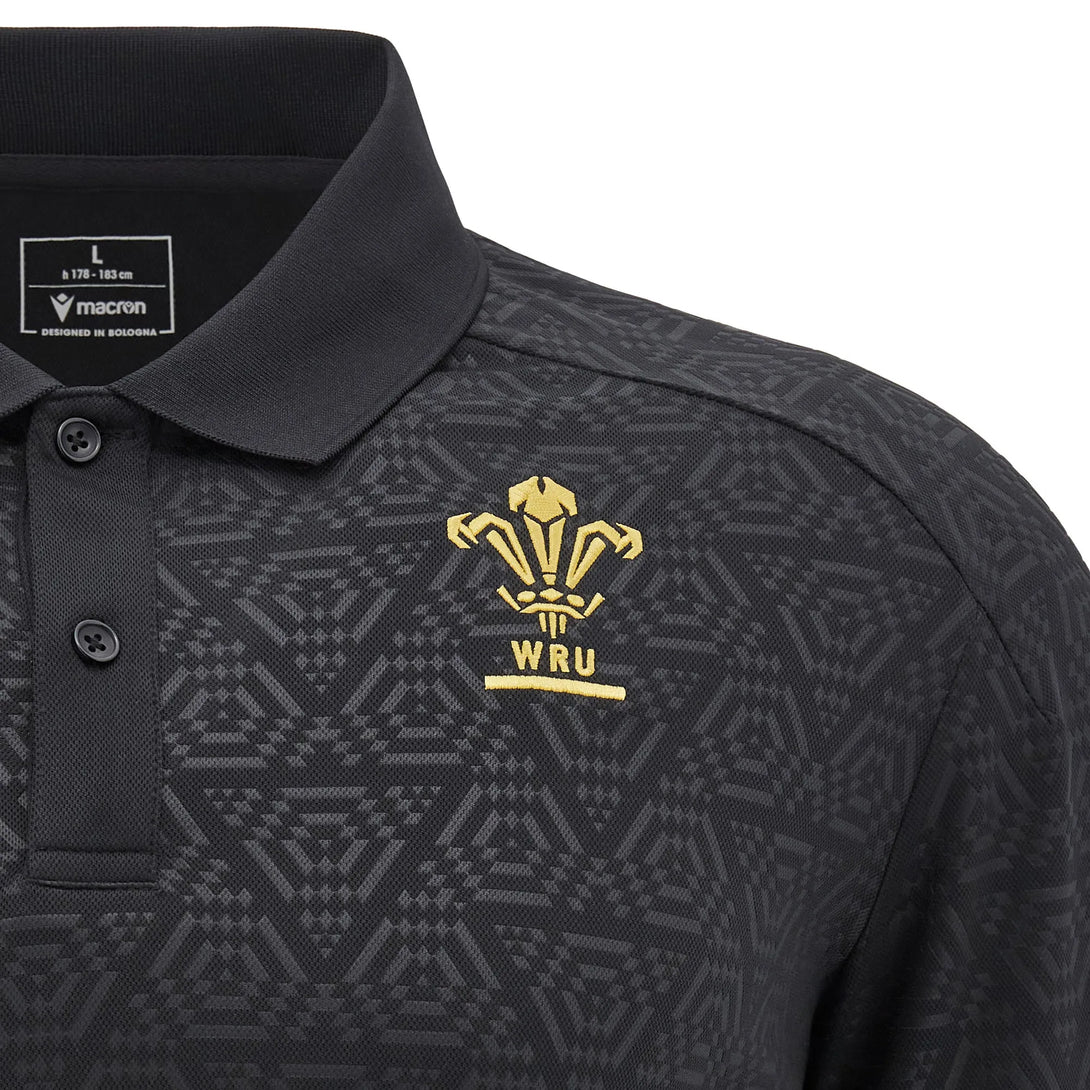 Macron Wales WRU 2024/25 Six Nations Adults Travel Rugby Poly Polo