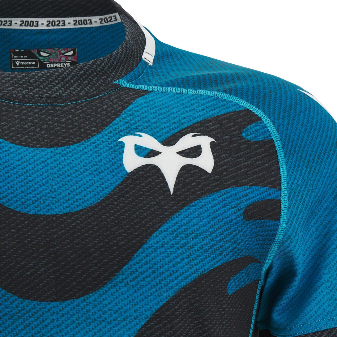 Macron Ospreys Rugby Mens Slim Fit Training Rugby Shirt