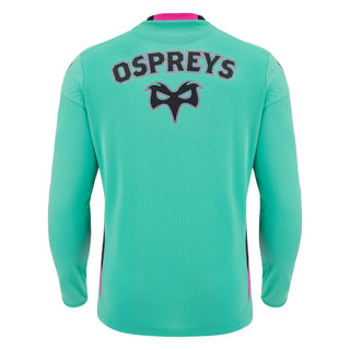 Macron Ospreys Rugby Mens Training Poly Long Sleeve T Shirt 