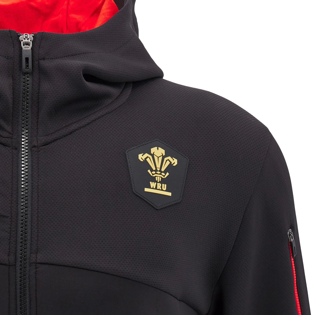 Macron Wales WRU 2024/25 Six Nations Athleisure Full Zip Rugby Hoodie