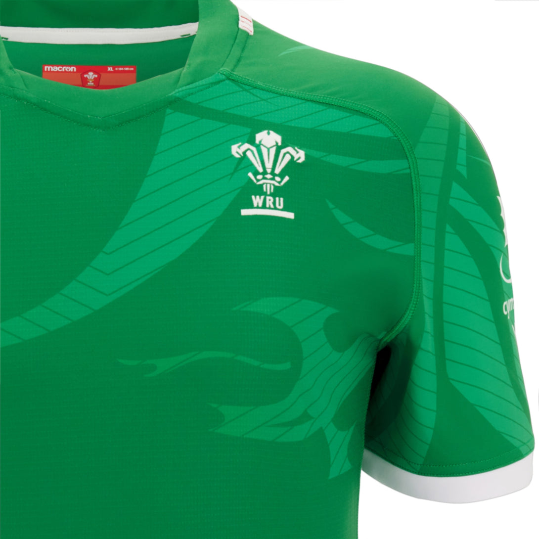 Macron Wales WRU 22/23 Mens Away Pro Rugby Shirt Commonwealth Games Slim Fit