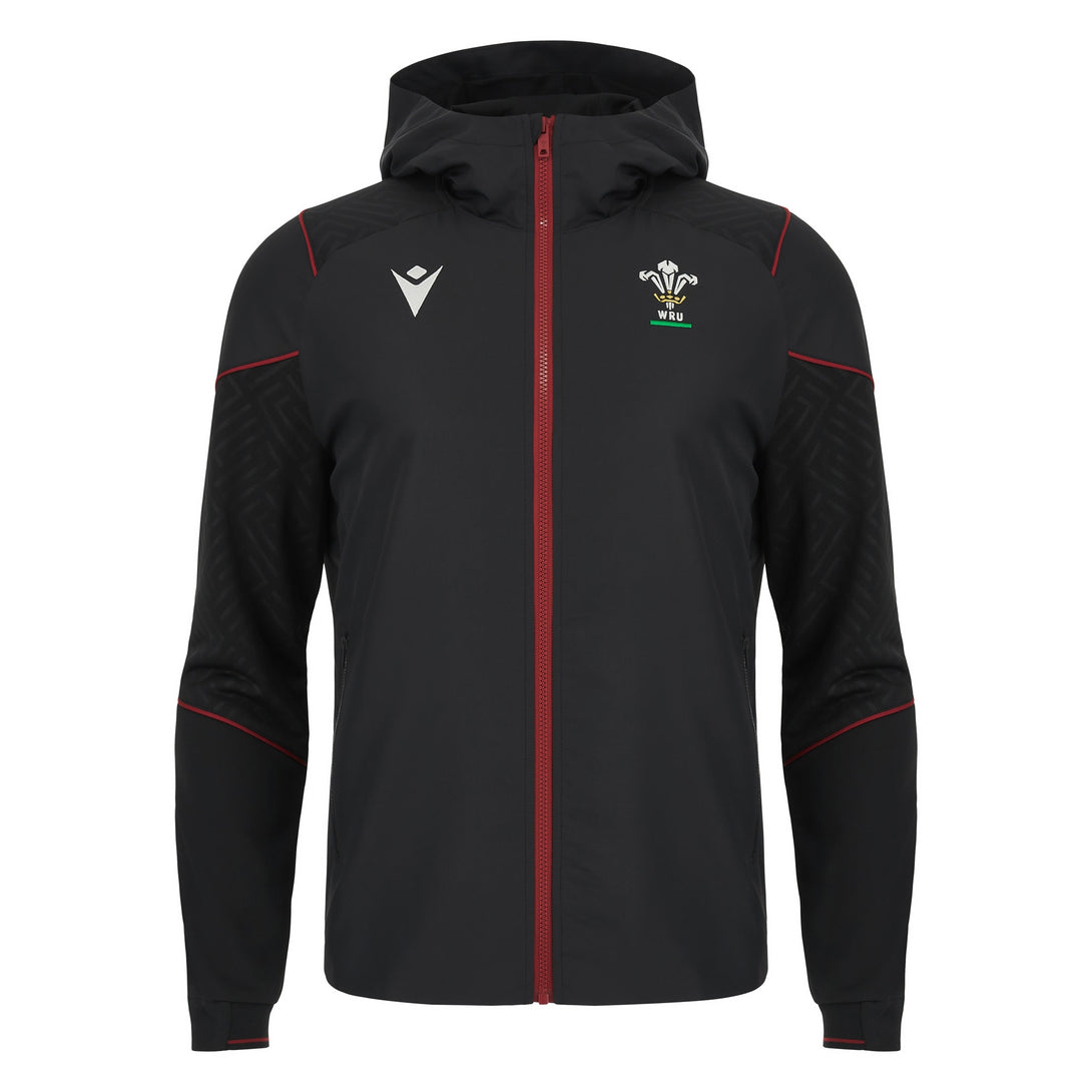 Macron Wales Rugby WRU 2024 Mens Travel Full Zip Hoody