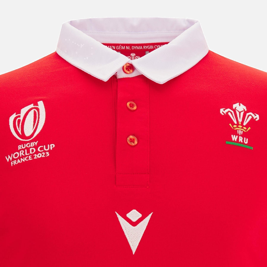 Macron Kids Wales WRU RWC 2023 L/S Cotton Jersey Red