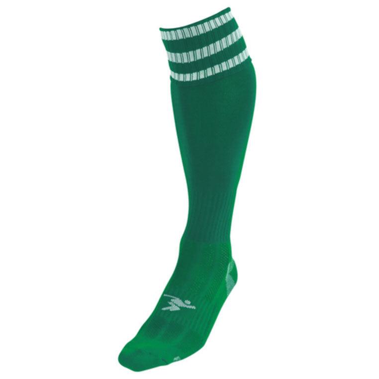 Precision Training 3 Stripe Grn/Wht Socks Adults