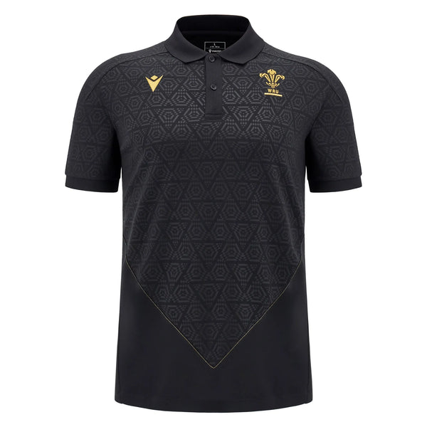 Macron Wales WRU 2024/25 Six Nations Adults Travel Rugby Poly Polo