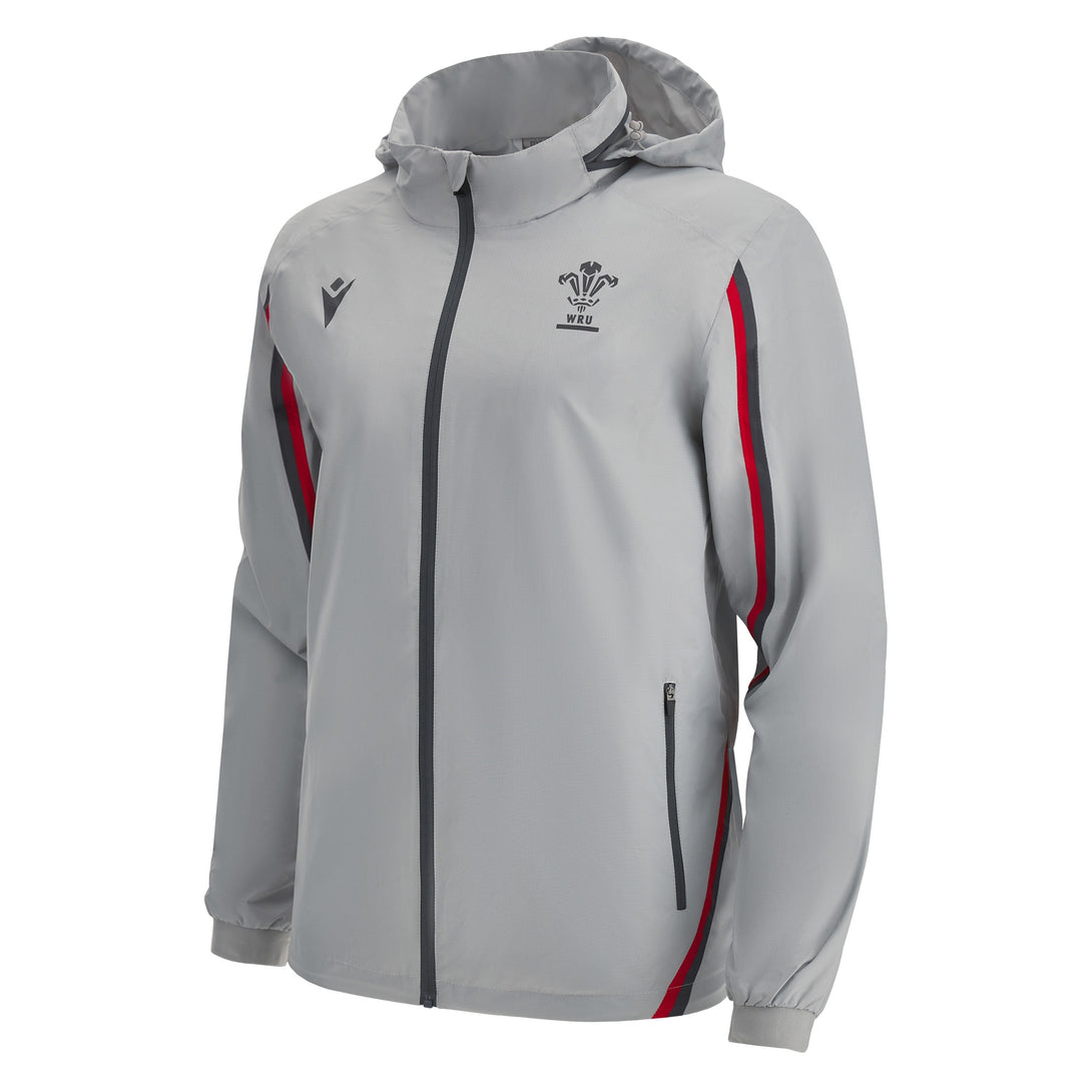 Macron Wales Official WRU 22/23 Mens Waterproof Rugby Travel Jacket