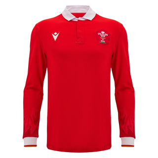 Macron Wales WRU 2024/25 Adults Long Sleeve Cotton Rugby Shirt