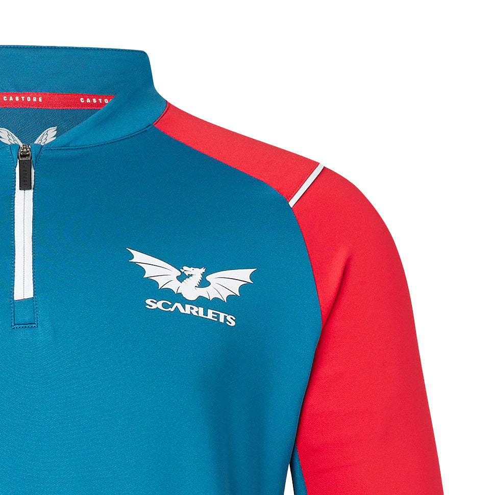 Castore Scarlets Rugby Mens ¼ Zip Training Top