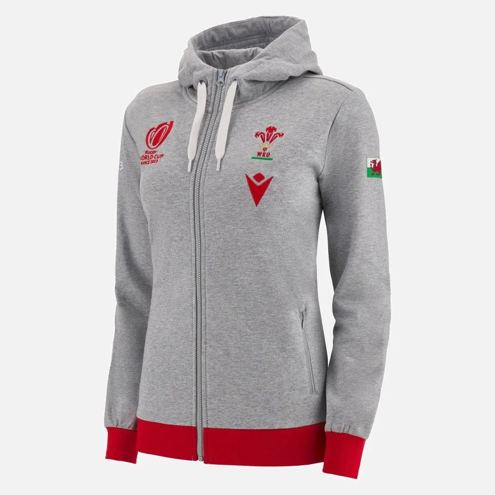 Macron Wales WRU Womens RWC 2023 Full Zip Hoodie 