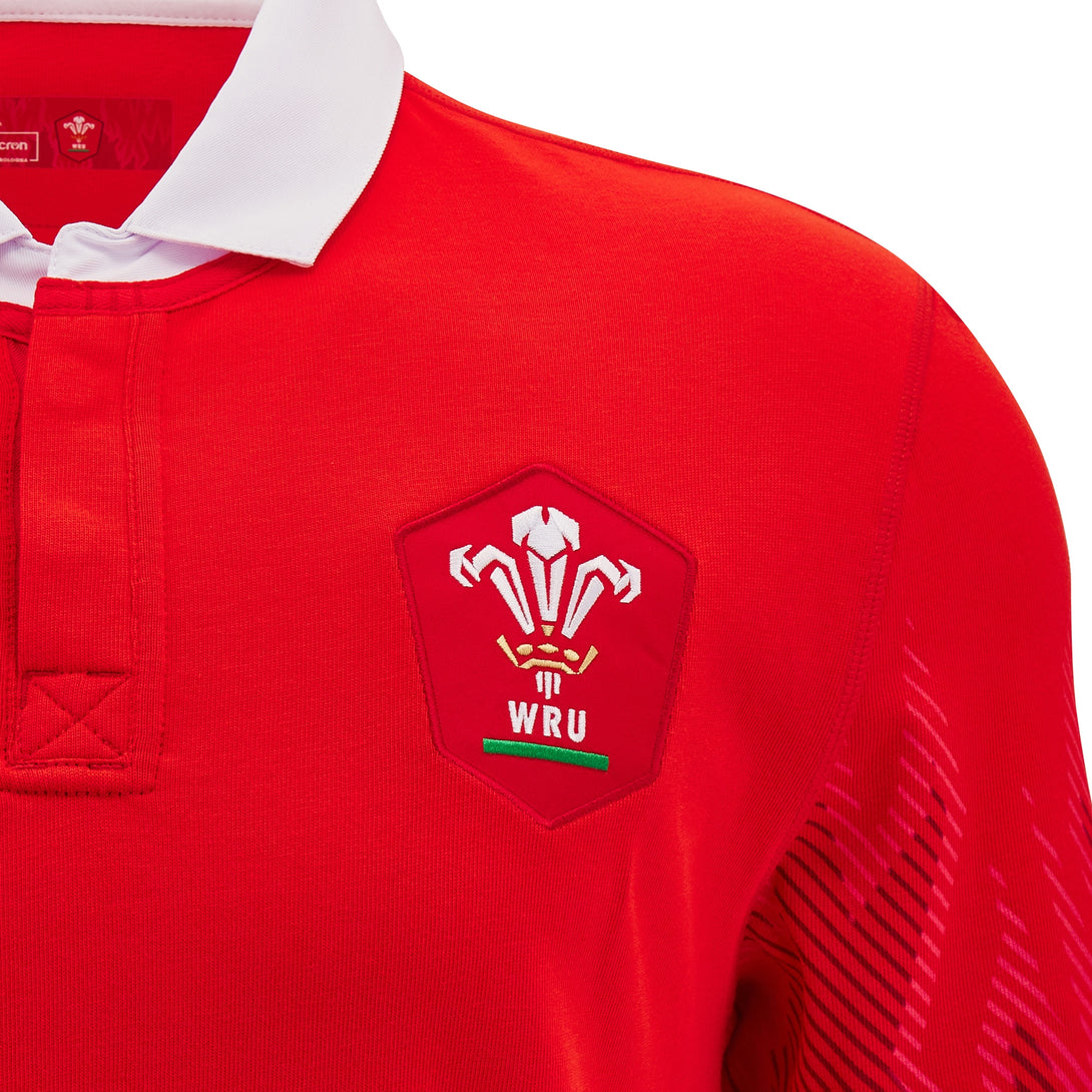 Macron Wales WRU 2024/25 Mens Six Nations Home Cotton Rugby Shirt